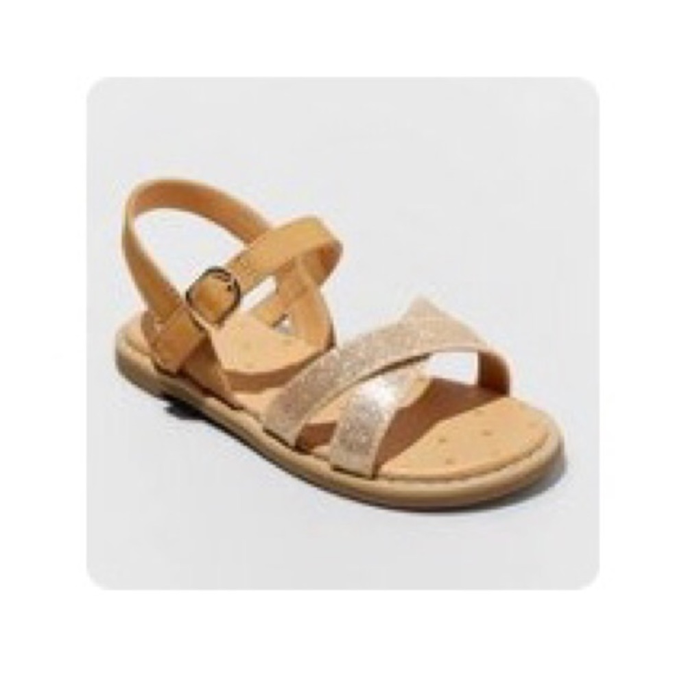 5C Cat & Jack Gold/Brown Toddler Girls’ Serenity Criss Cross Sandals
